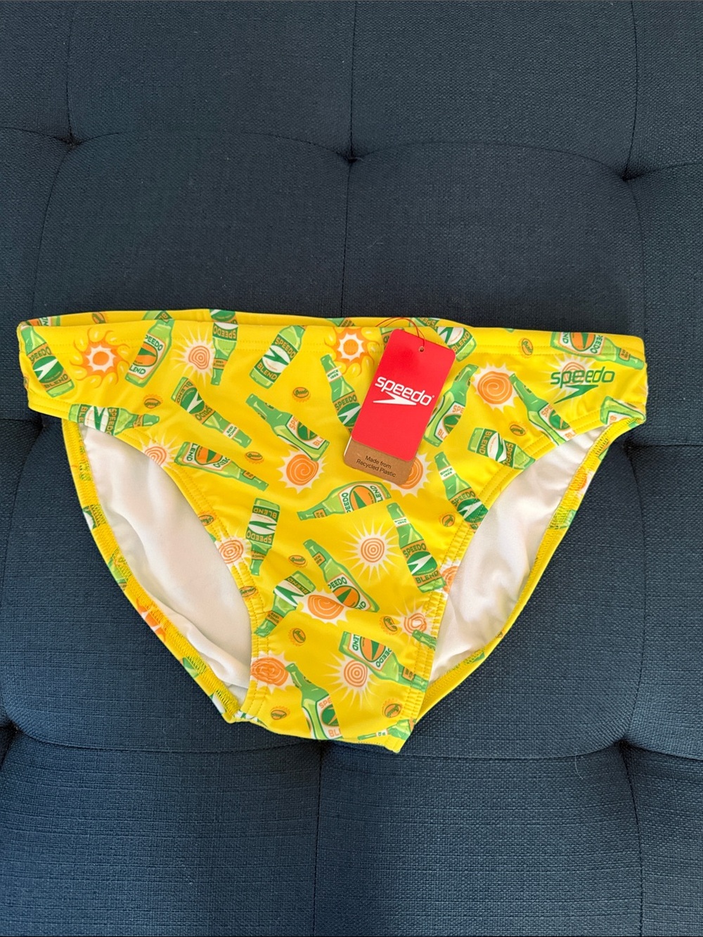 Men’s Speedo Yellow Swim Briefs NEW European Brazilian beer and sunshine waist 3